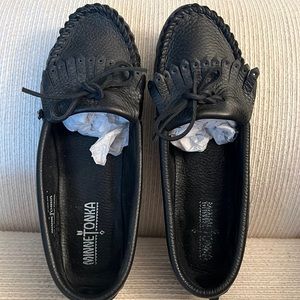 Black Minnetonka Black Deerskin Shoes